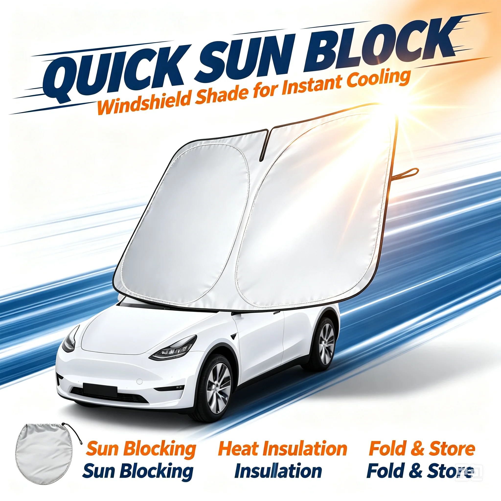 Car Sunshade Windshield Umbrella Foldable - Osłona przeciwsłoneczna do samochodu, odbijająca promienie