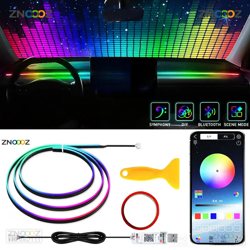 Led Ambient Interior Car Lights App Control - ZNOOOZ 140cm samochodowe światła otoczenia LED