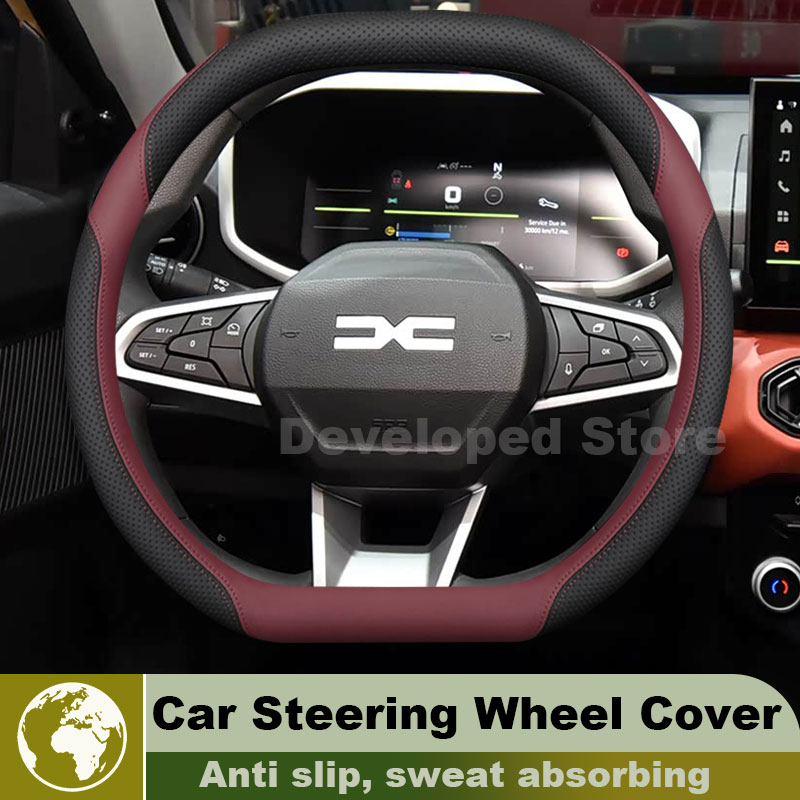 Car Steering Wheel Cover Anti Slip Breathable - Skórzany pokrowiec na kierownicę samochodową do