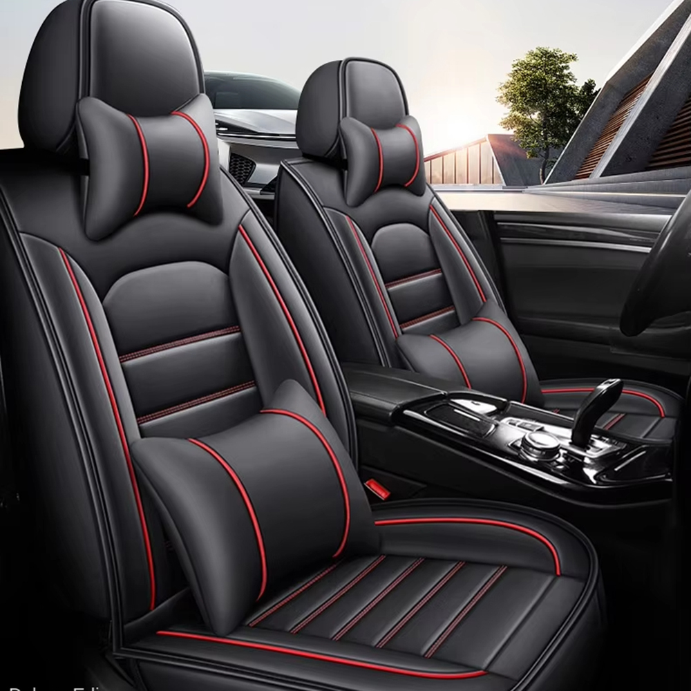 Leather Car Seat Covers Full Set Universal - Niska Cena Elastyczne Pokrowce na Siedzenia