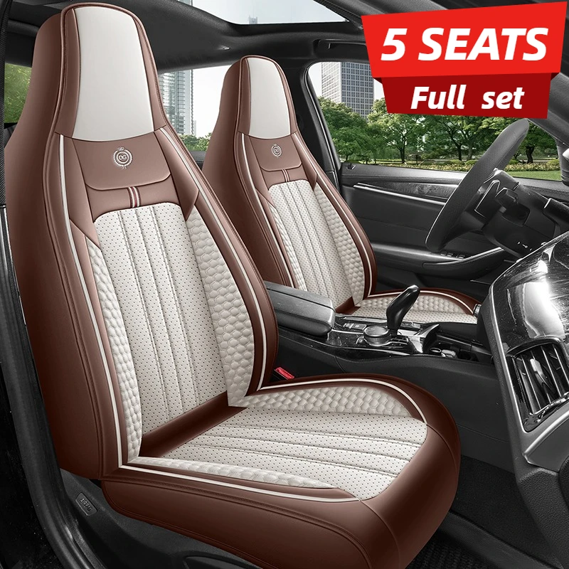 Leather Car Seat Covers Full Set Universal - Luksusowy zestaw pokrowców 3D na fotele