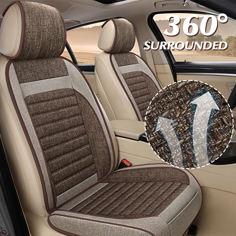 Leather Car Seat Covers Full Set Universal - Uniwersalne lniane pokrowce na fotele samochodowe