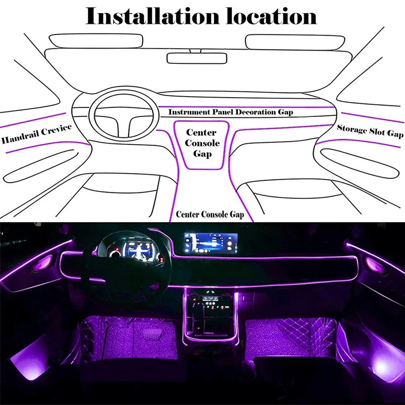 Elastyczne lampki z przewodów  – Led Ambient Interior Car Lights App Control recenzja i cena