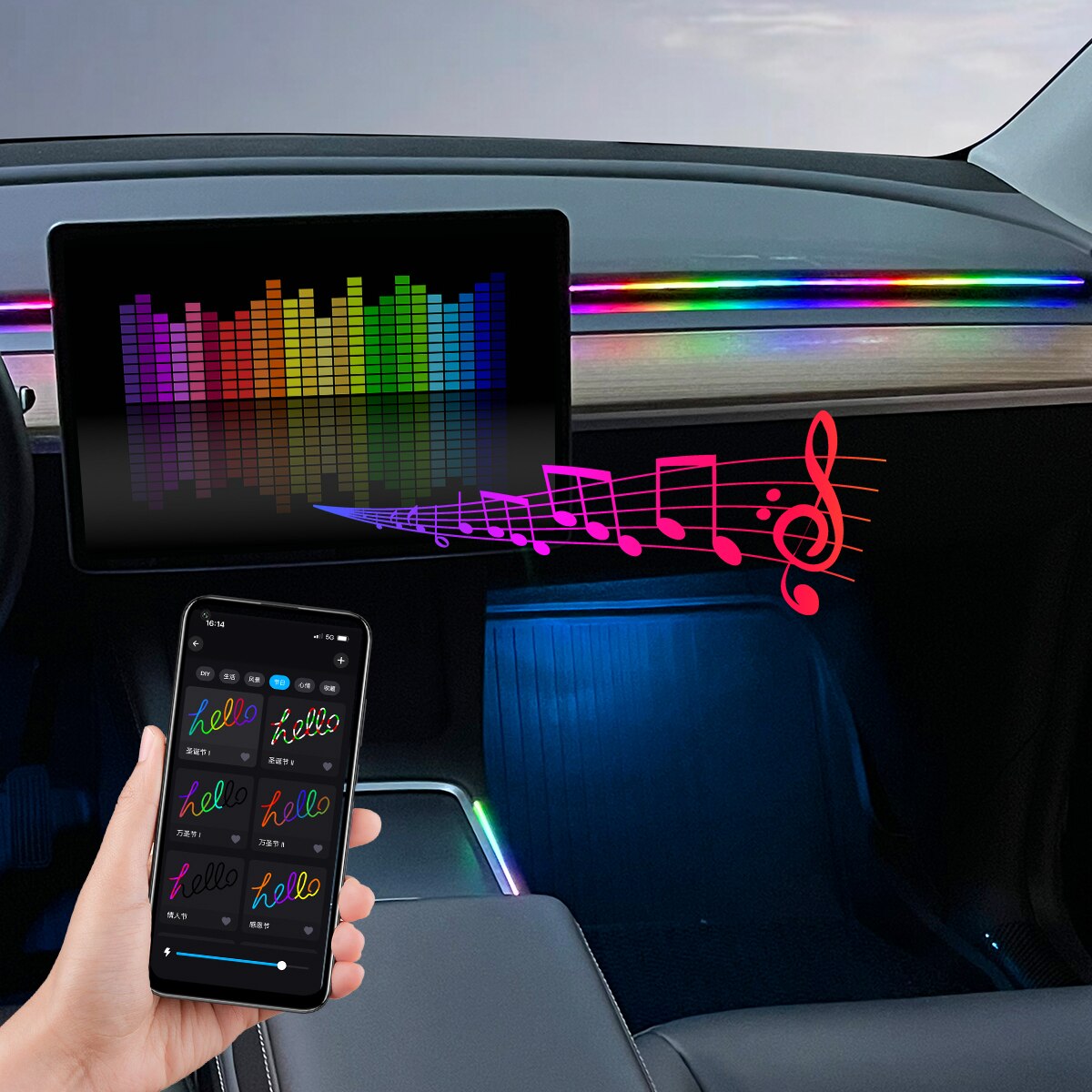 Samochodowe oświetlenie otocze – Led Ambient Interior Car Lights App Control recenzja i cena