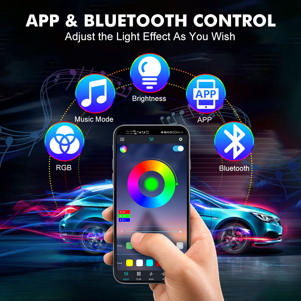 Neonowe LED-owe oświetlenie wn – Led Ambient Interior Car Lights App Control recenzja i cena